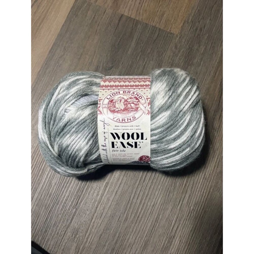 Lion Brand Woolease, Fair Isle, wool Blend, Thaw, Medium Grey